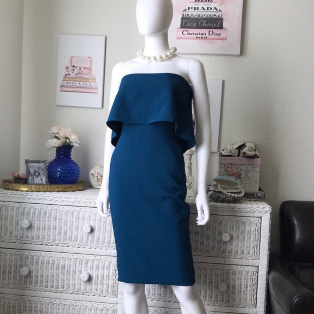 Likely tiered dress teal blue color size 2